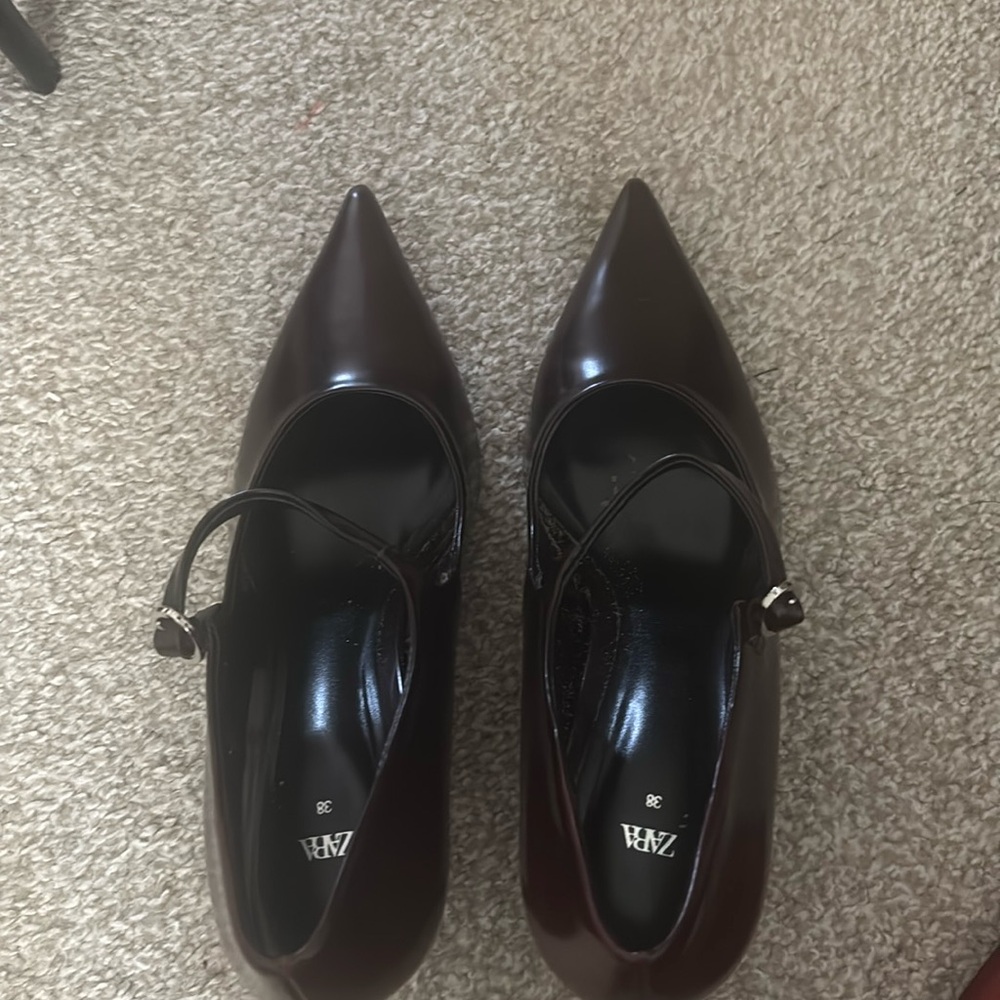 Zara Dark Red Mary Jane Heels